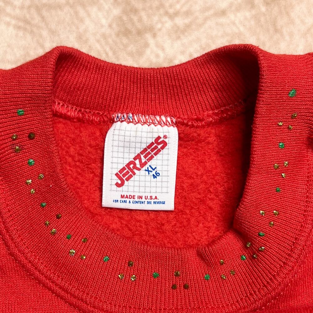 Vintage 80s Jerzees Handmade Patchwork Christmas … - image 4